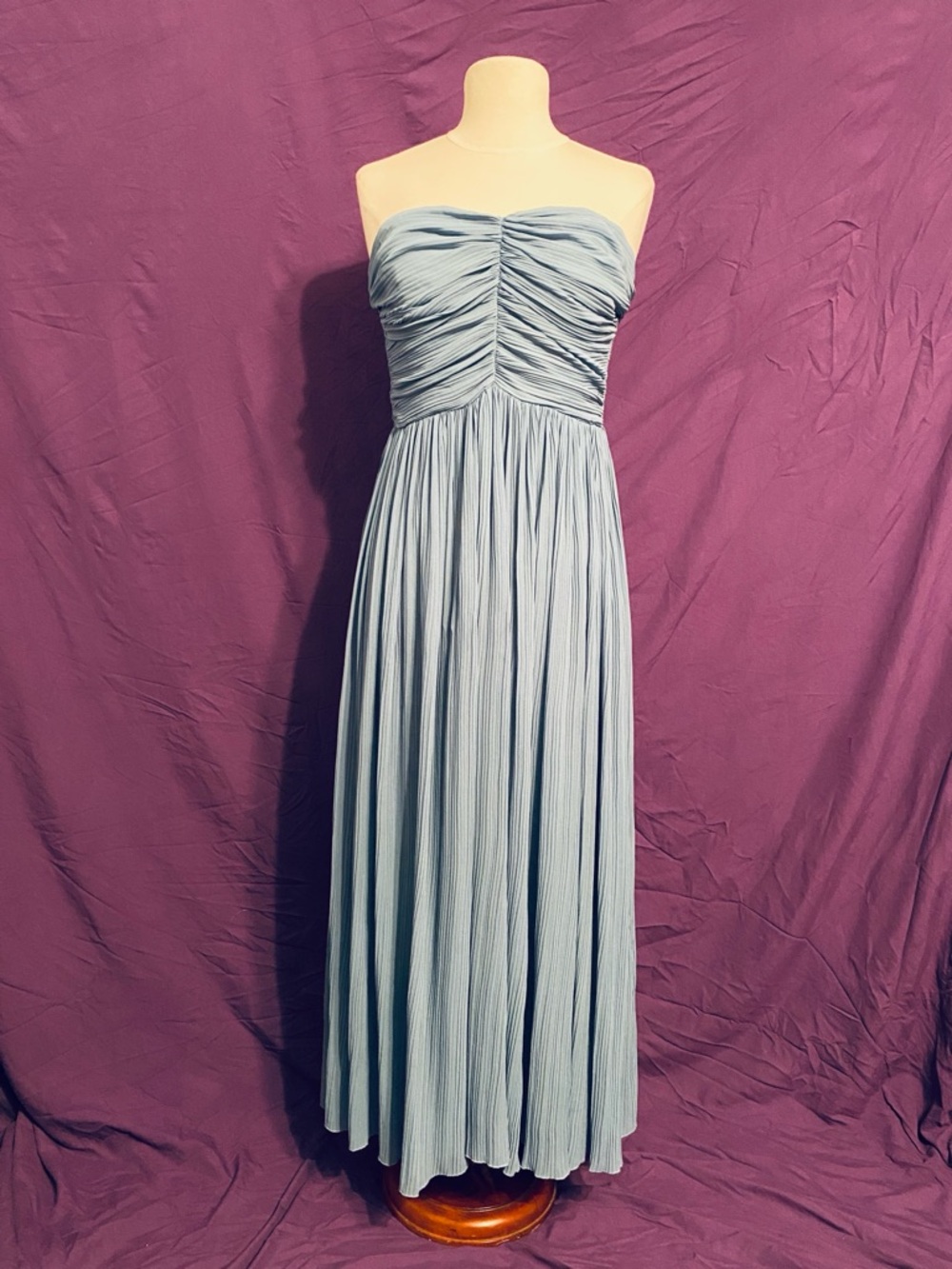 NWOT Zara Strapless Ruched Maxi Dress in Pale Blue. Size M.